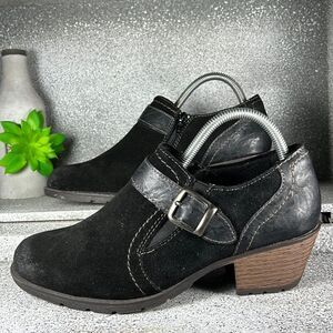 Earth Origins Oakland Addie Black Leather Ankle Boots Shoes Size 8.5